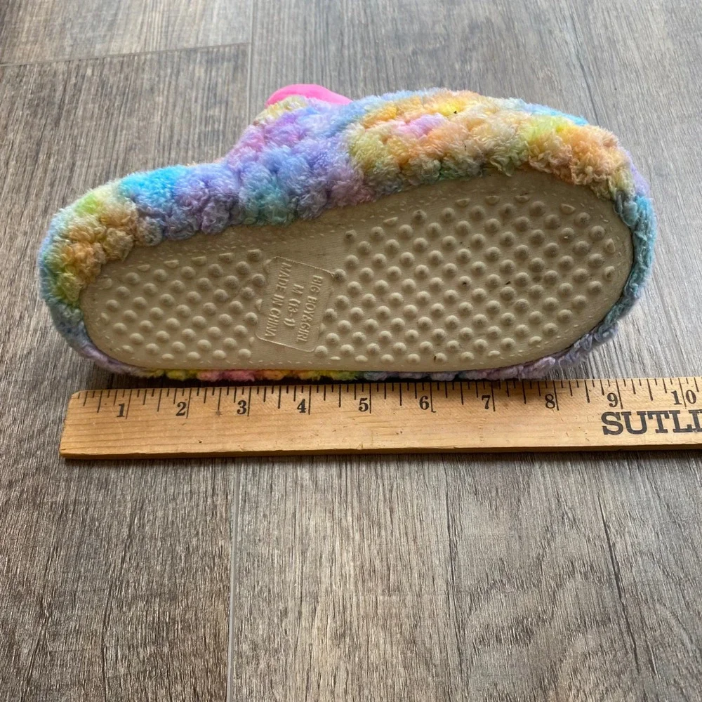 Peeps Kids Rainbow Tie Dye Plush Bunny Slippers Pink‎ Easter Medium 13-1